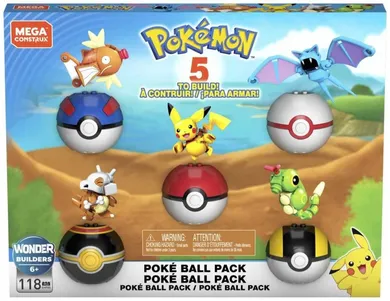 MEGA Pokemon, Poke Ball 5-pack, set de constructie, 118 piese