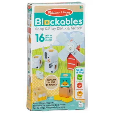 Melissa & Doug, Blockables, La ferma, cuburi din lemn, 16 piese