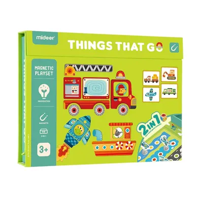 Mideer, Vehicule, joc + puzzle magnetic 2in1