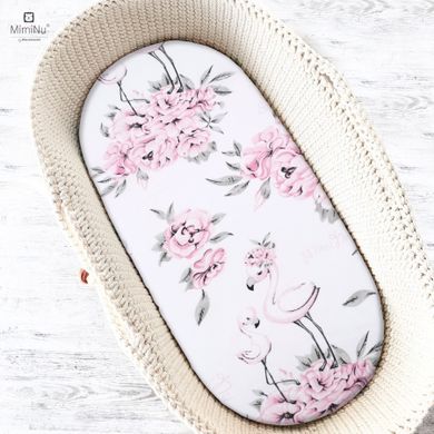 MimiNu, Bujori, cearceaf cu elastic pentru gondola, roz, 35-80 cm