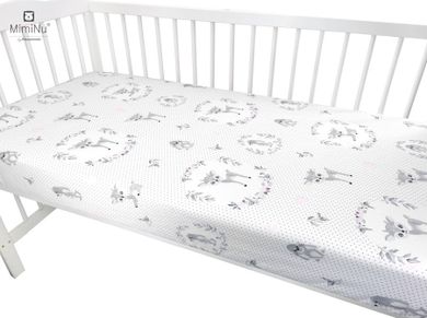 MimiNu, Caprioare, cearceaf din bumbac cu elastic, 60-120 cm
