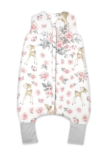 MimiNu, Caprioare, sac de dormit cu picioare, calduros, TOG 2.5, marime S, 1-2,5 ani, roz