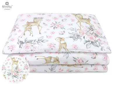 MimiNu, Caprioare, set lenjerie de pat single, roz, 100-135 cm