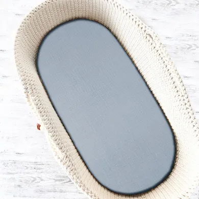 MimiNu, cearceaf cu elastic pentru gondola, cos Moses, muselina, denim, 35-80 cm