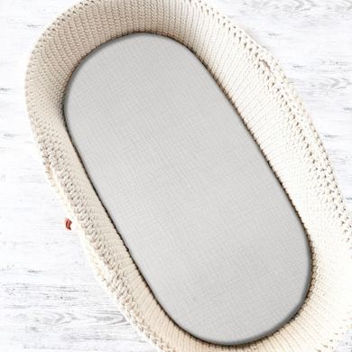 MimiNu, cearceaf cu elastic pentru gondola, cos Moses, muselina, gri, 35-80 cm
