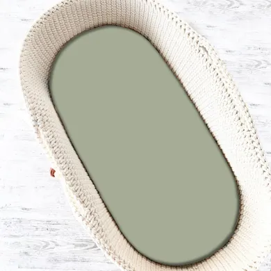 MimiNu, cearceaf cu elastic pentru leagan, jersey, verde olive, 40-90 cm