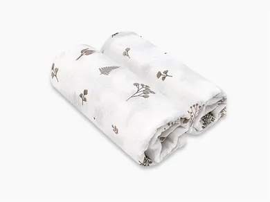 MimiNu, Duo, scutec din muselina, frunze bej, 75-75 cm, 2 buc.