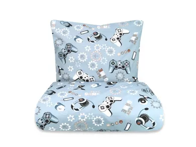 MimiNu, Gamer, set lenjerie de pat single, 160-200 + 70-80 cm