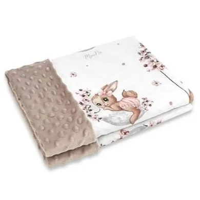 MimiNu, Lili, patura, minky, roz, bej, 75-100 cm