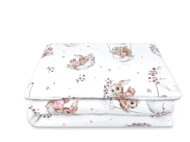 MimiNu, Lili, set lenjerie de pat single cu umplutura, roz, 120-90 cm