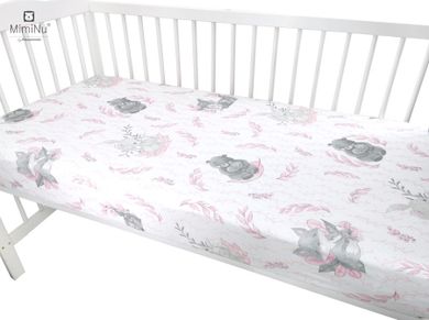 MimiNu, Lulu, cearceaf din bumbac cu elastic, roz, 60-120 cm