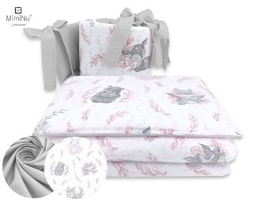MimiNu, Lulu, set lenjerie de pat 3 piese, roz, 100-135 cm