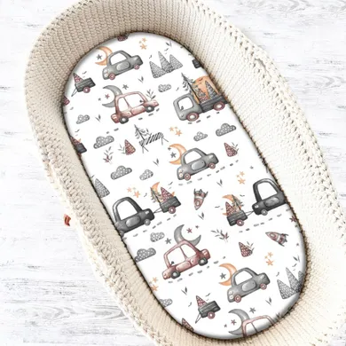 MimiNu, Masini Gri, cearceaf cu elastic pentru gondola, 80-35 cm