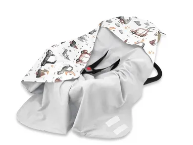 MimiNu, Masini Gri, sac de dormit pentru scaun auto, jersey, 90-90 cm