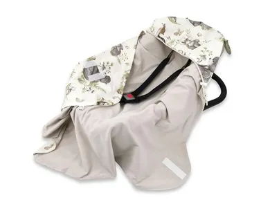MimiNu, Padurea linistita, patura de vara pentru scaun auto, carucior, jersey, bumbac, TOG 0.5-1, Natural, 90-90 cm