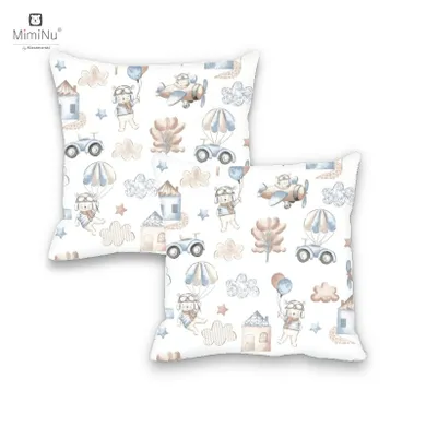 MimiNu, Piloti, fata de perna din bumbac, 40-40 cm, albastru, 2 buc.