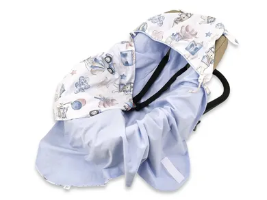 MimiNu, Piloti, patura de vara pentru scaun auto, carucior, jersey, bumbac, TOG 0.5-1, albastru, 90-90 cm