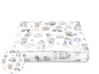 MimiNu, Piloti, set lenjerie de pat single, cu umplutura, 120-90 cm, albastru