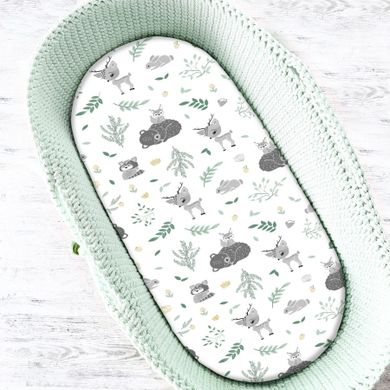MimiNu, Prieteni de padure, cearceaf cu elastic pentru gondola, 35-80 cm