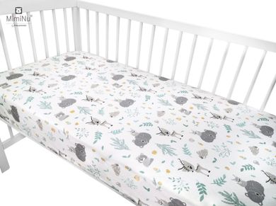 MimiNu, Prieteni de padure, cearceaf din bumbac cu elastic, 60-120 cm