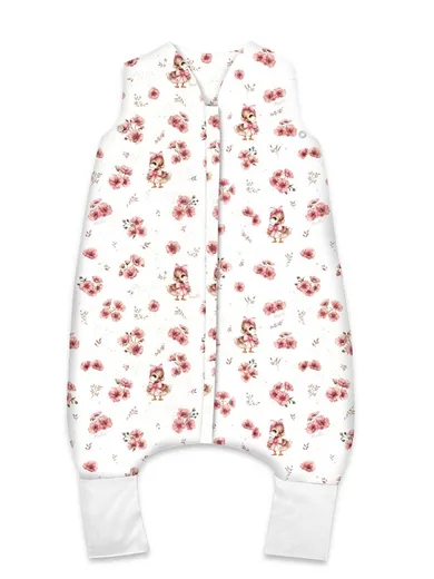 MimiNu, Ratuste, sac de dormit cu picioare, calduros, bumbac, TOG 1.5-1.75, roz, marime S, 1-2,5 ani