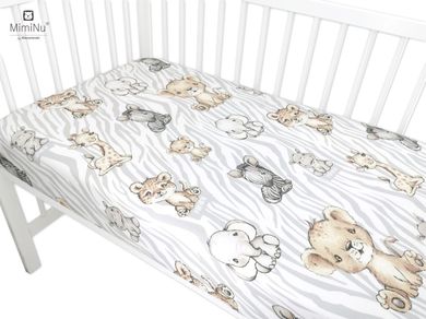 MimiNu, Safari Natural, cearceaf din bumbac cu elastic, 60-120 cm
