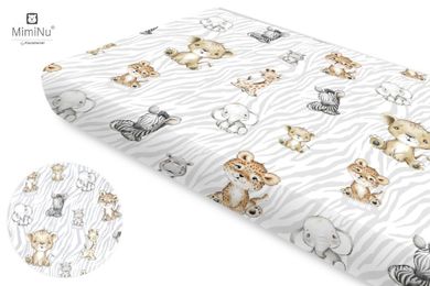 MimiNu, Safari Natural, cearceaf din bumbac cu elastic, 80-160 cm