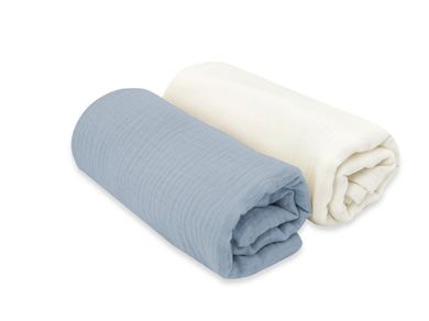 MimiNu, scutece din muselina, denim + crema, 75-75 cm, 2 buc.