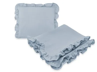 MimiNu, set: patura 75-100 cm + perna 30-40 cm, muselina, denim