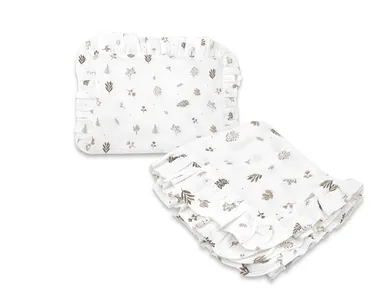 MimiNu, set: patura din muselina, 60-70 cm + perna cu fata de perna, 40-30, frunze bej