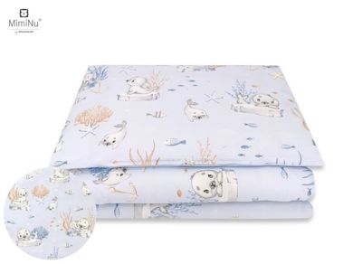 MimiNu, Sigilii, set lenjerie de pat single, 120-90 cm, albastru