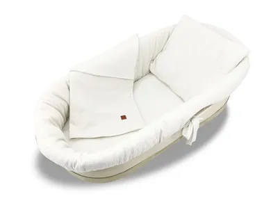 MimiNu, Soft, set: protectie universal pentru gondola, patut, cos de Moses + saltea + perna, ecru, 0-6 luni