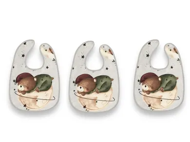 MimiNu, Ursulet pe luna, baveta impermeabila, 3 buc.