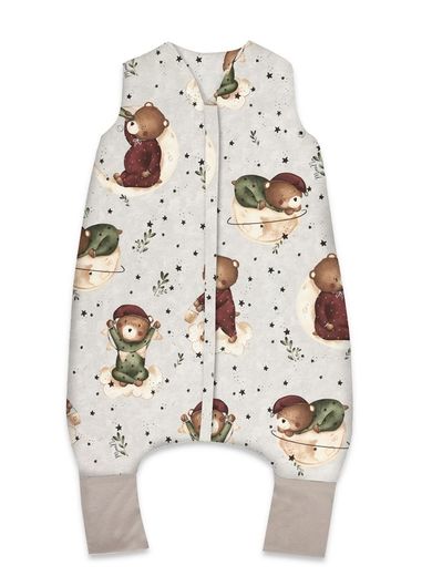 MimiNu, Ursulet pe luna, sac de dormit cu picioare, calduros, bumbac, bej, TOG 1.5-1.75, marime S, 1-2,5 ani