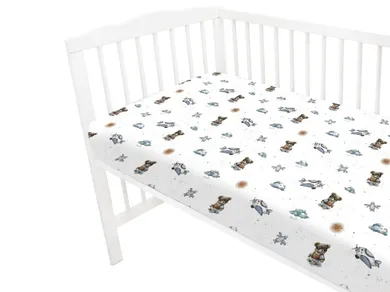 MimiNu, Ursuleti, cearceaf cu elastic, albastru, 60-120 cm