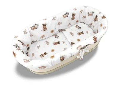 MimiNu, Ursuleti, protectie universal pentru gondola, patut, cos de Moses + saltea + perna, bej