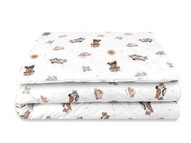 MimiNu, Ursuleti, set lenjerie de pat single cu umplutura, bej, 135-100 cm