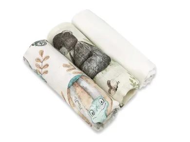 MimiNu, Zoo pe biciclete, scutece din tetra, nougat, 70-80 cm, 3 buc.