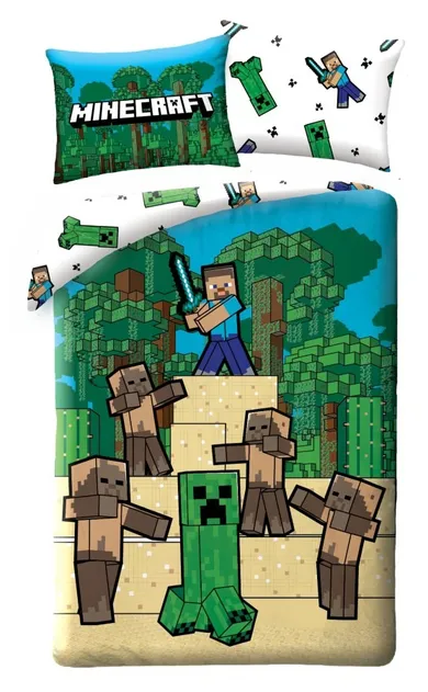 Minecraft, set lenjerie de pat single, 140-200 cm