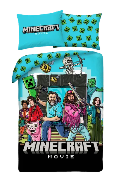 Minecraft, set lenjerie de pat single, din microfibra, 140-200 cm