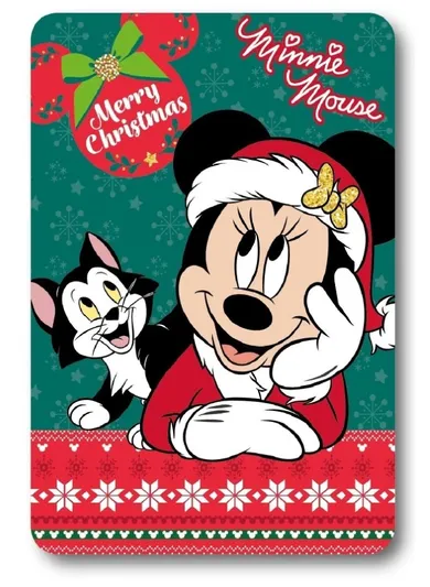 Minnie Mouse, Christmas, patura polar, roz, 100-140 cm