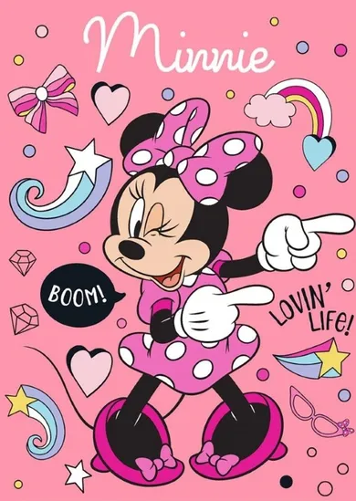 Minnie Mouse, patura din fleece, roz 100-140 cm