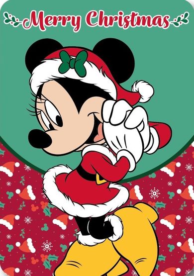 Minnie Mouse, patura polar, Craciun, 100-140 cm