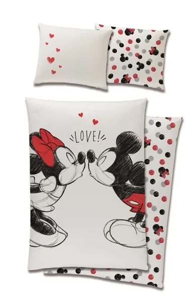 Minnie si Mickey, set lenjerie de pat single, 140-200 cm