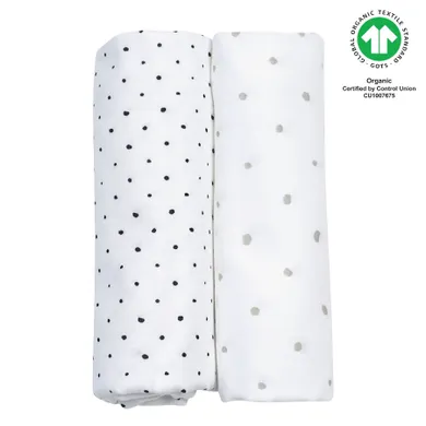 Motherhood, ECO scutece din muselina 85-85 cm, 2 buc., Grey and Black Dots