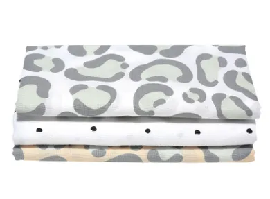 Motherhood, scutece din flanela 70-80 cm, 3 buc., Salmon Leopardus