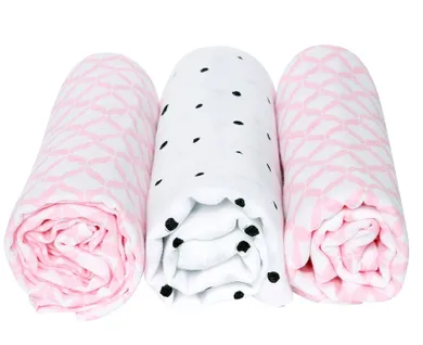 Motherhood, scutece din muselina 70-80 cm, 3 buc., Pink Classics