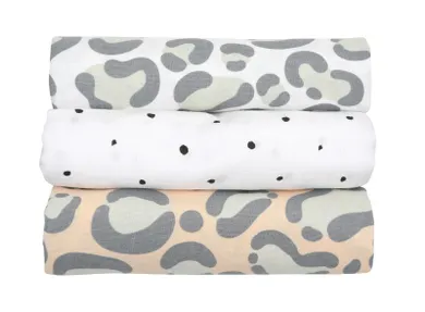 Motherhood, scutece din muselina 70-80 cm, 3 buc., Salmon Leopardus