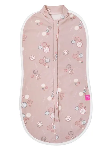 Motherhood, Zip&Swaddle, patura de infasat pentru bebelusi, nasturi roz, 2.5-5 kg