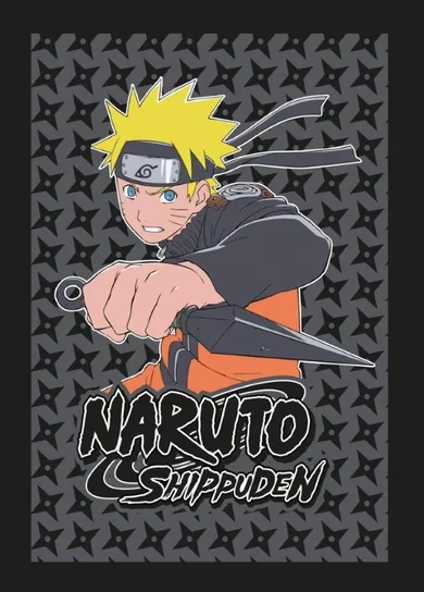Naruto, patura din fleece, negru, 100-140 cm